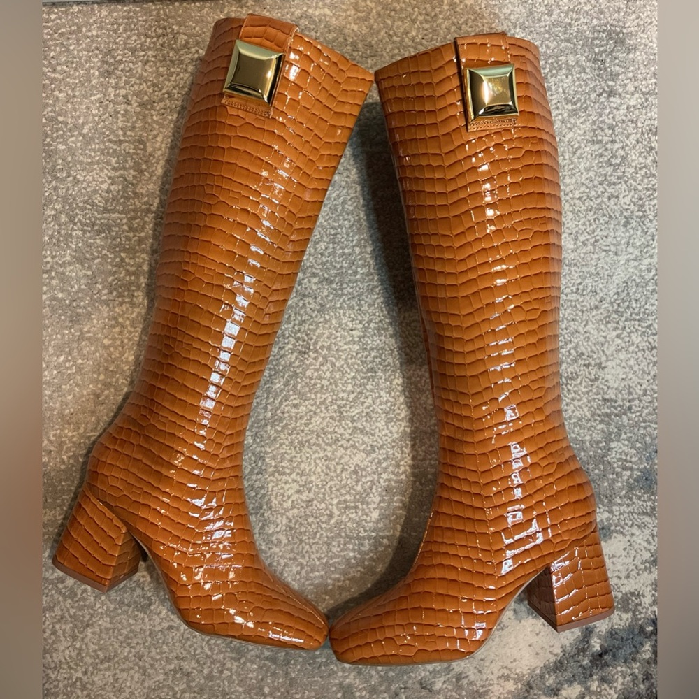 Katy Perry The Geminni Knee High Boots Dark Blush Croc - Size 7.5 (NIB) - Picture 8 of 16